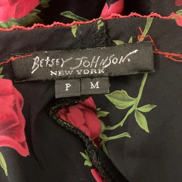 Betsey Johnson Floral Rose Silk Slip Dress P/M - Picture 6 of 8